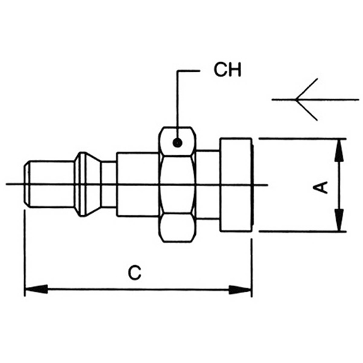 Dessin technique de Raccord avec accouplement à baïonnette 100